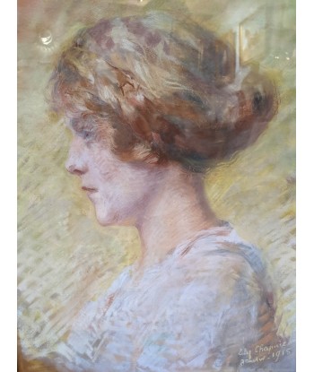 Ecole française portrait jeune femme profil Lily CHAPUIS 1915 meilleur choix