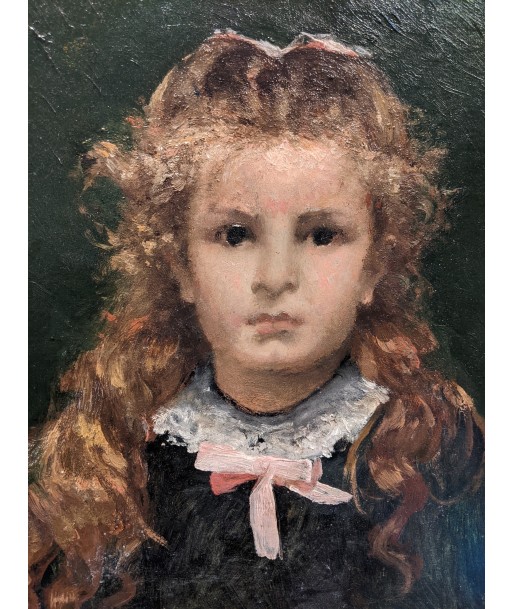 Jacques JOBBÉ-DUVAL (1854-1947) attribué à portrait jeune fille au noeud circa 1877 en linge