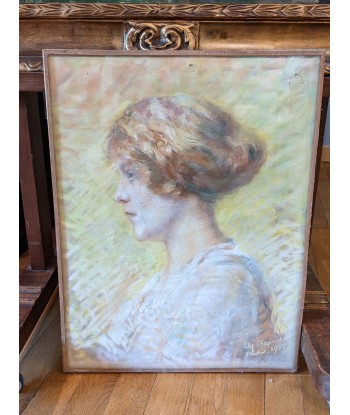 Ecole française portrait jeune femme profil Lily CHAPUIS 1915 meilleur choix