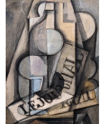 Albert COSTE (1895-1985) Composition cubiste circa 1950 en linge