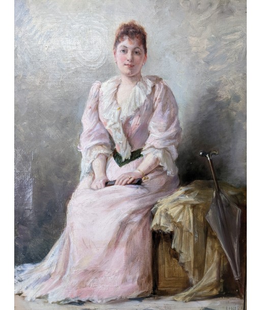 Ecole française « portrait jeune femme à l’éventail » 1892 est présent 