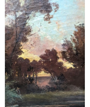 Alphonse MAZARD (1865-1939) pêcheur bord d’étang le soir circa 1900 À commander