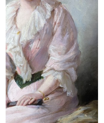 Ecole française « portrait jeune femme à l’éventail » 1892 est présent 