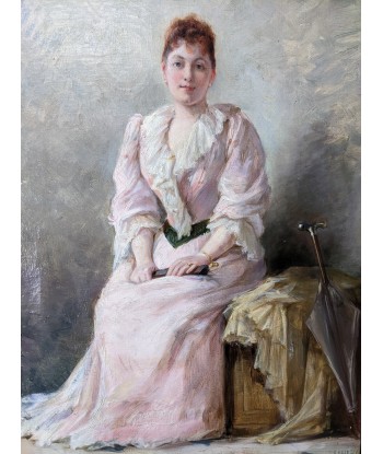 Ecole française « portrait jeune femme à l’éventail » 1892 est présent 