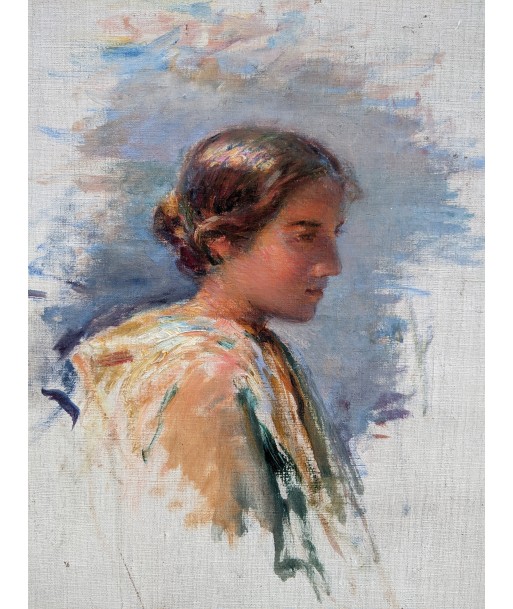 Georges Ricard-Cordingley (1873-1939) attribué à Portrait jeune femme vers 1900 en linge