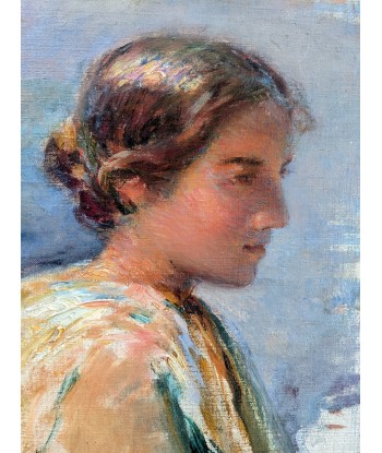 Georges Ricard-Cordingley (1873-1939) attribué à Portrait jeune femme vers 1900 en linge