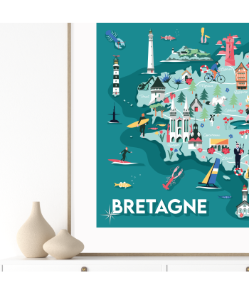 Affiche "Carte illustrée de la Bretagne" 50% de réduction en Octobre 2024