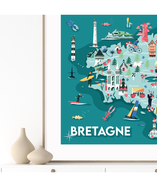 Affiche "Carte illustrée de la Bretagne" 50% de réduction en Octobre 2024