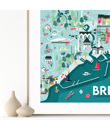 Affiche "Carte illustrée de Brest" prix